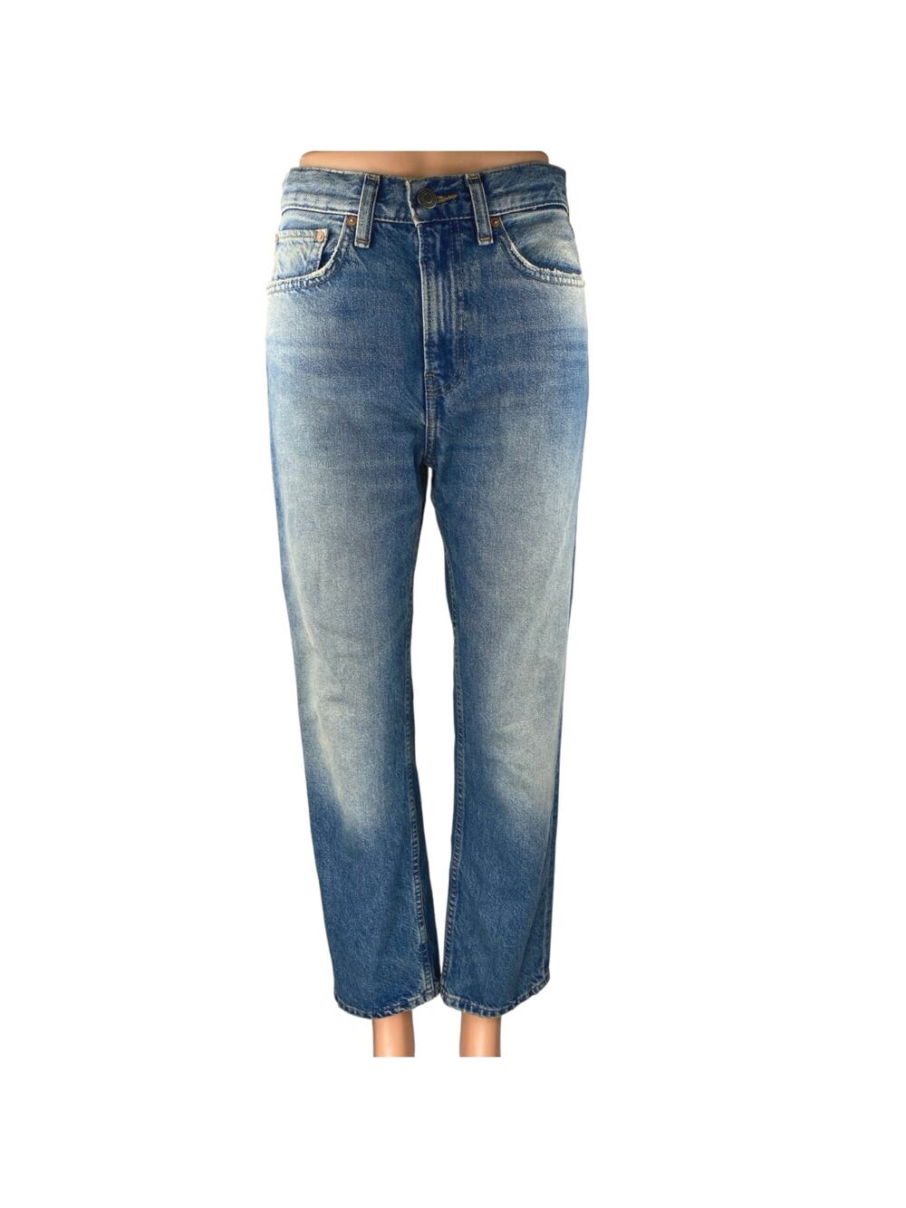 Zara Women's Blue Acid Wash High Waisted Straight Leg Denim Jeans Pants Size 2